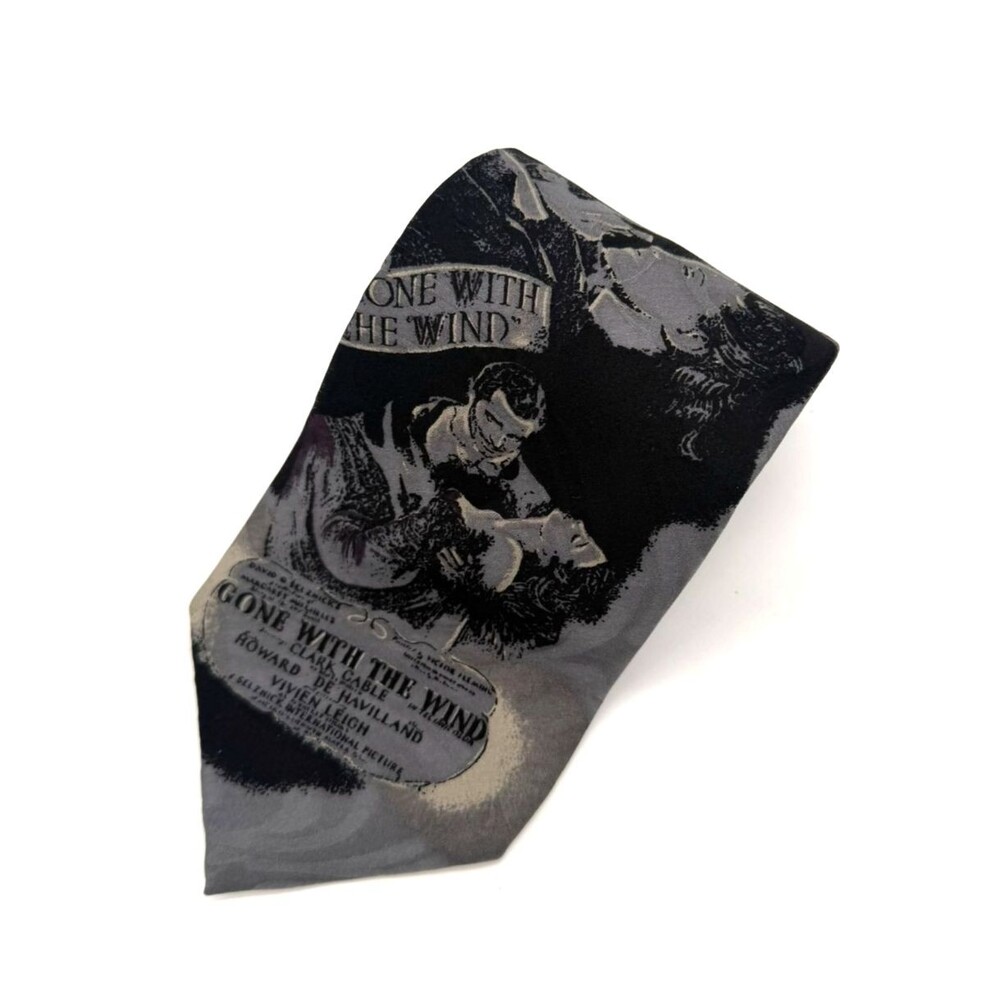 Vintage 1992 Gone With The Wind Silk Tie American Film Classics Movie Promo Gray